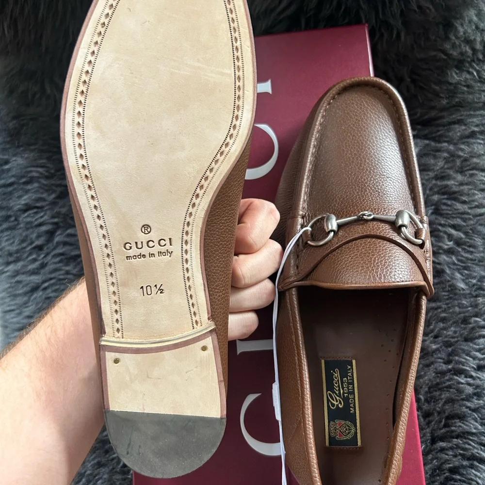 Gucci Men’s Brown Leather Horsebit 1953 Loafer Size 10.5